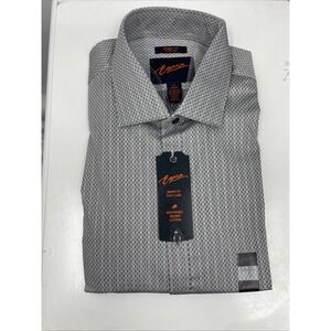 Egara Dress Shirt Men's 17 32/33 Black White Geometric Skinny Fit Business NWT